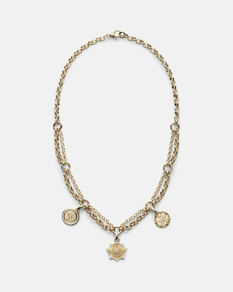 FOUNDRAE Halskette Vivacity, Internal Compass & Reverie aus 18kt Gelbgold mit Diamanten Gold