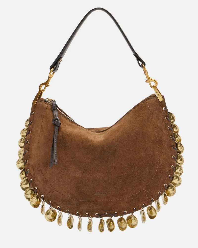 Isabel Marant Schultertasche Oskan Soft Small aus Veloursleder Braun