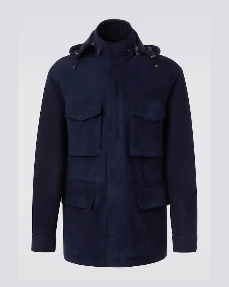 Tom Ford Feldjacke aus Veloursleder Blau