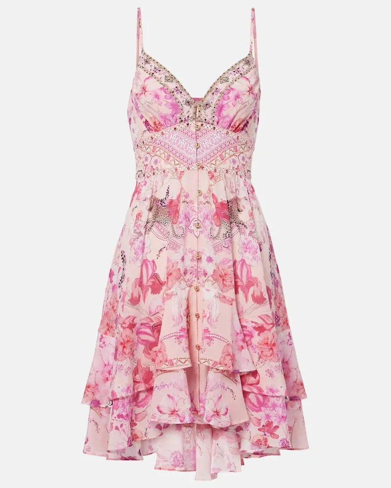 Camilla Minikleid aus Seide Rosa