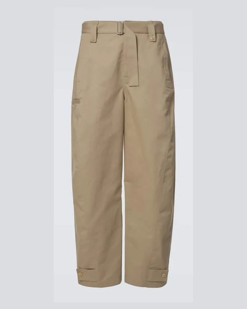 Christophe Lemaire Hose Twisted aus Baumwolle und Leinen Beige