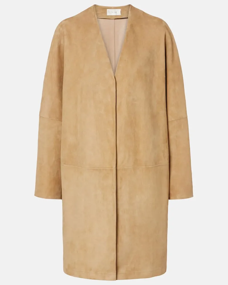 The Row Mantel Alarico aus Veloursleder Beige