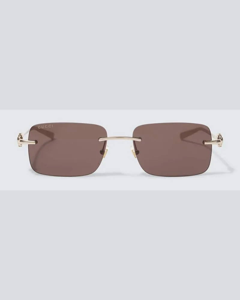 Gucci Eckige Sonnenbrille Horsebit Gold