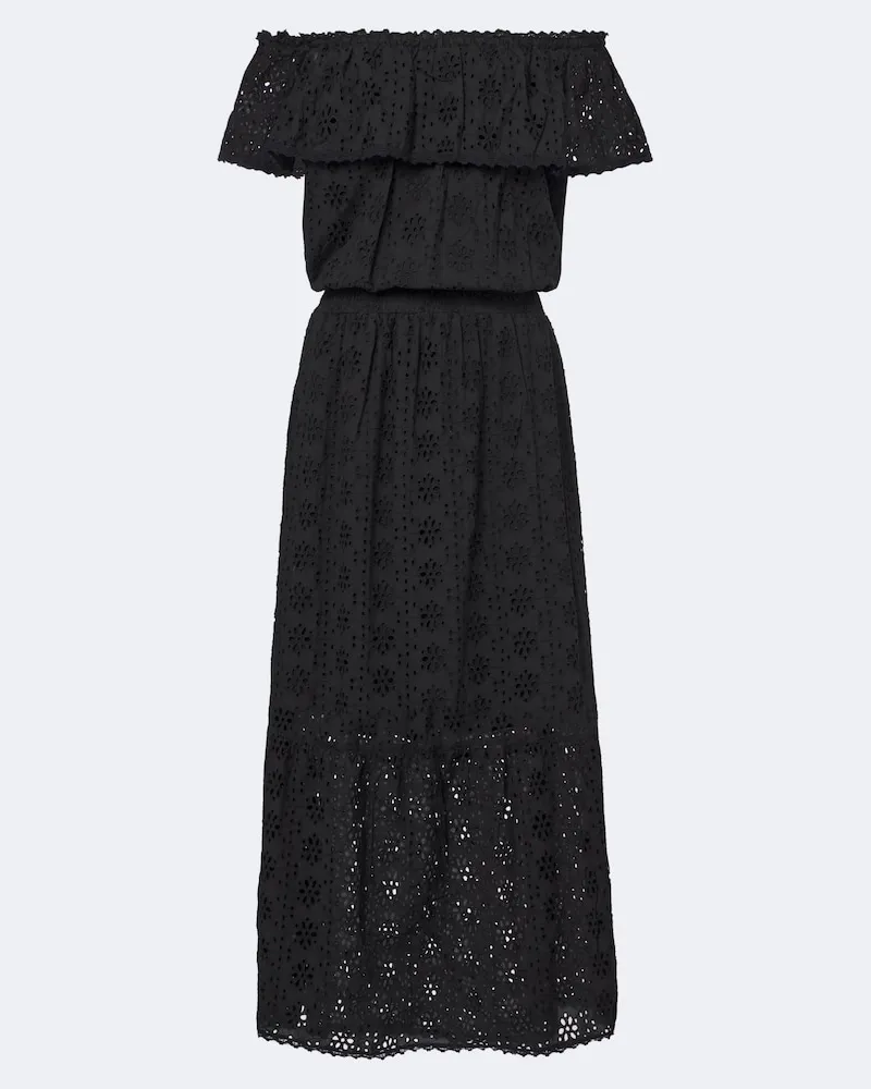 Melissa Odabash Off-Shoulder-Midikleid Larna aus Baumwolle Schwarz