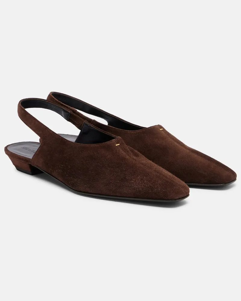 KHAITE Slingback-Ballerinas Celia aus Veloursleder Braun