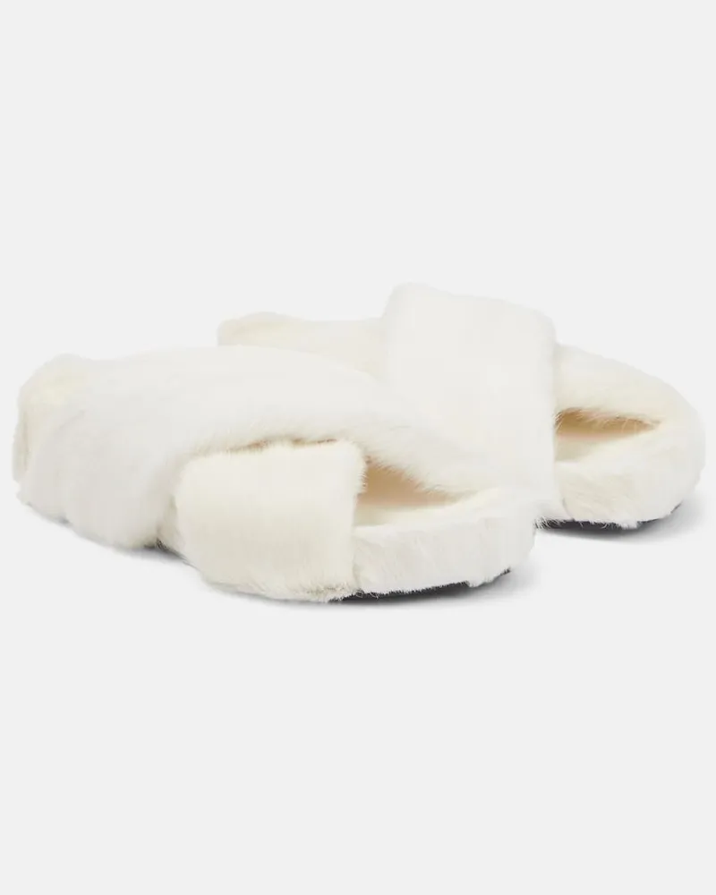 Jil Sander Sandalen aus Shearling Weiß
