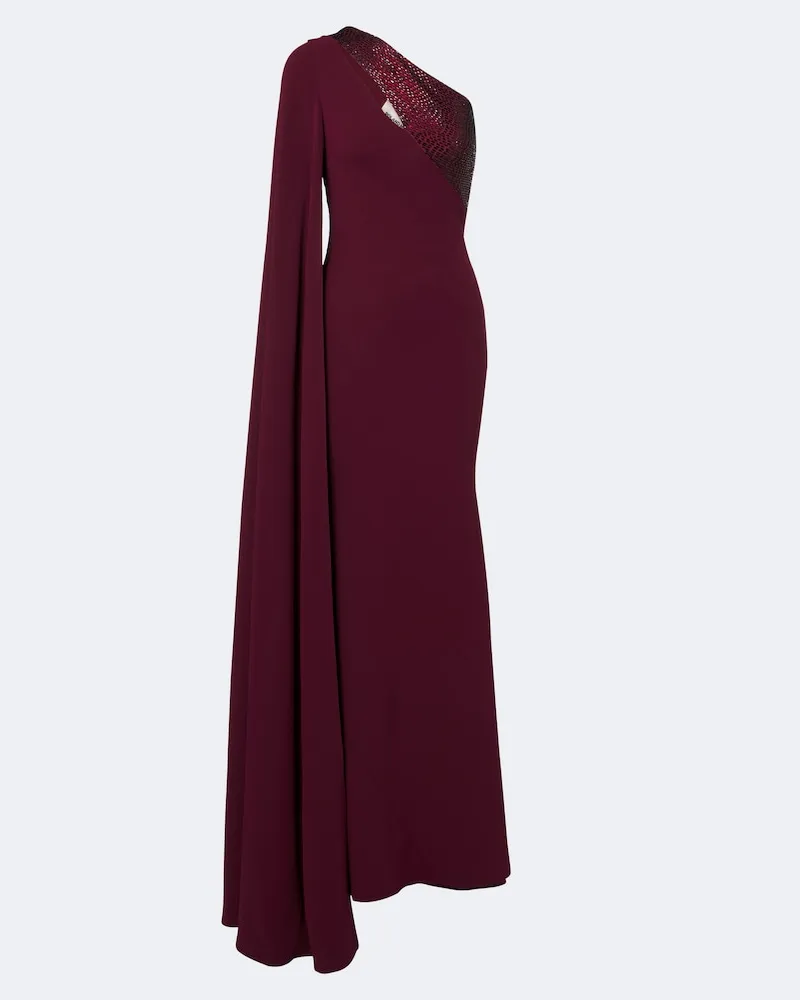 Roland Mouret Verzierte One-Shoulder-Robe Burgunderrot