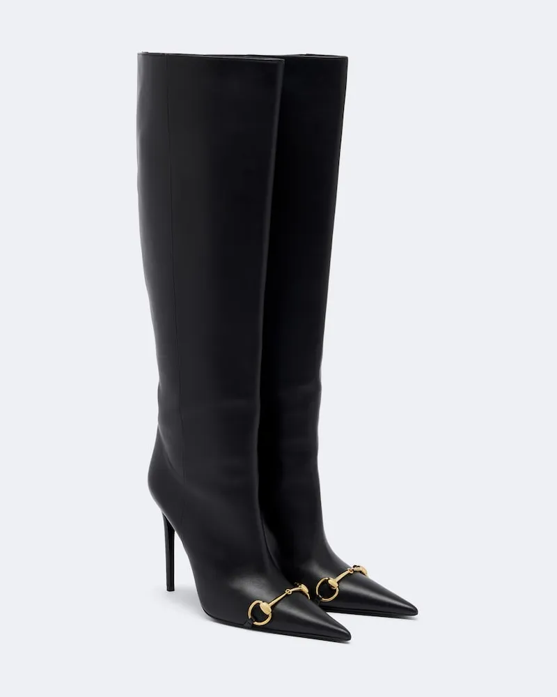 Gucci Kniehohe Stiefel Donna Horsebit Schwarz