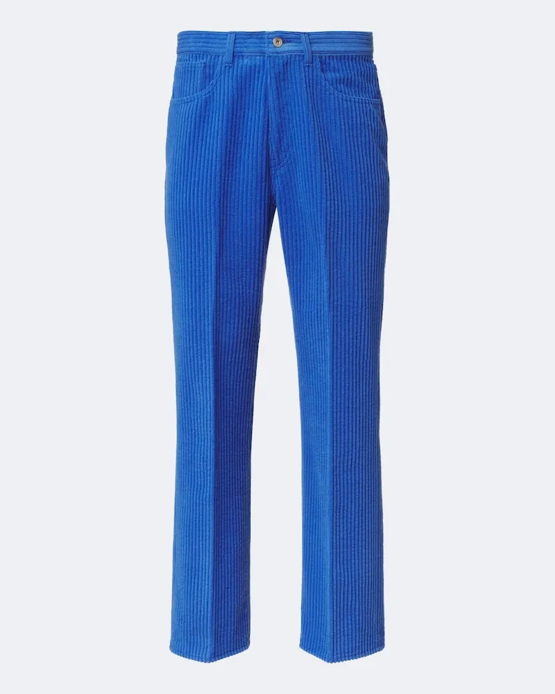 AURALEE Gerade Hose aus Cord Blau