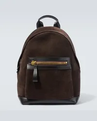 Tom Ford Rucksack Buckley aus Veloursleder mit Leder Braun