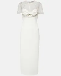 Self-Portrait Bridal Verziertes Midikleid aus Crepe Weiss