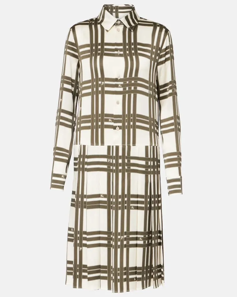 Burberry Hemdblusenkleid Ribbon Check aus Seide Weiß