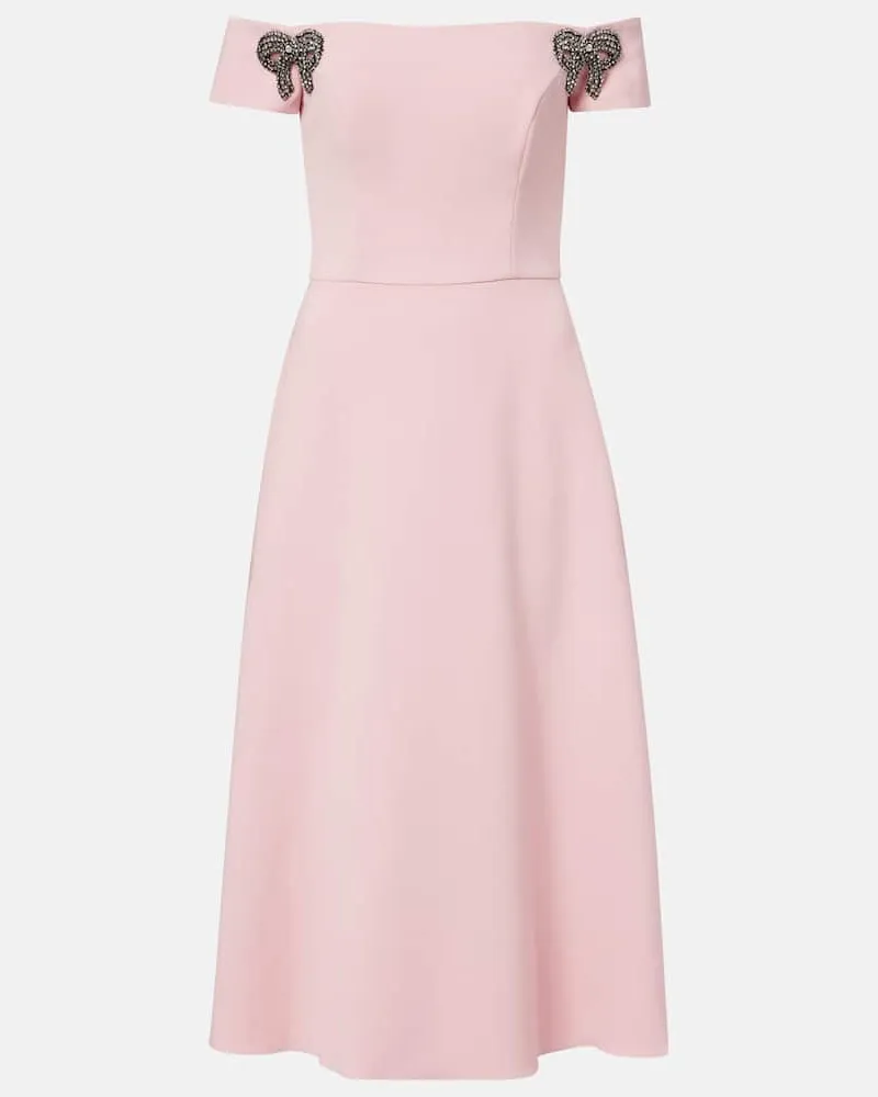 Carolina Herrera New York Verziertes Off-Shoulder-Midikleid Rosa