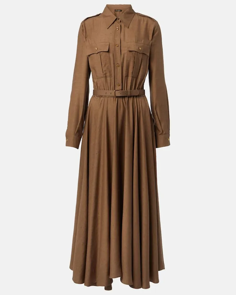 Loro Piana Hemdblusenkleid Lela aus Seide Braun