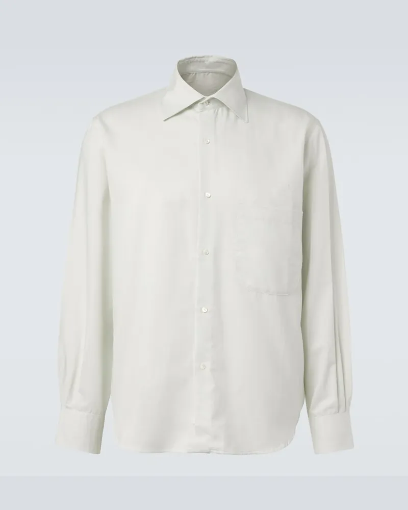 Stoffa Stòffa Hemd aus Baumwolle und Seide Weiß