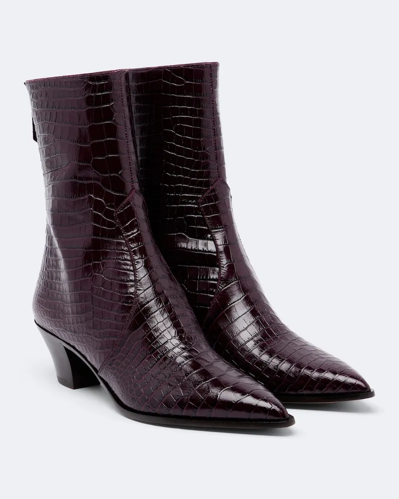 Aquazzura Ankle Boots Brunswick aus Leder Burgunderrot