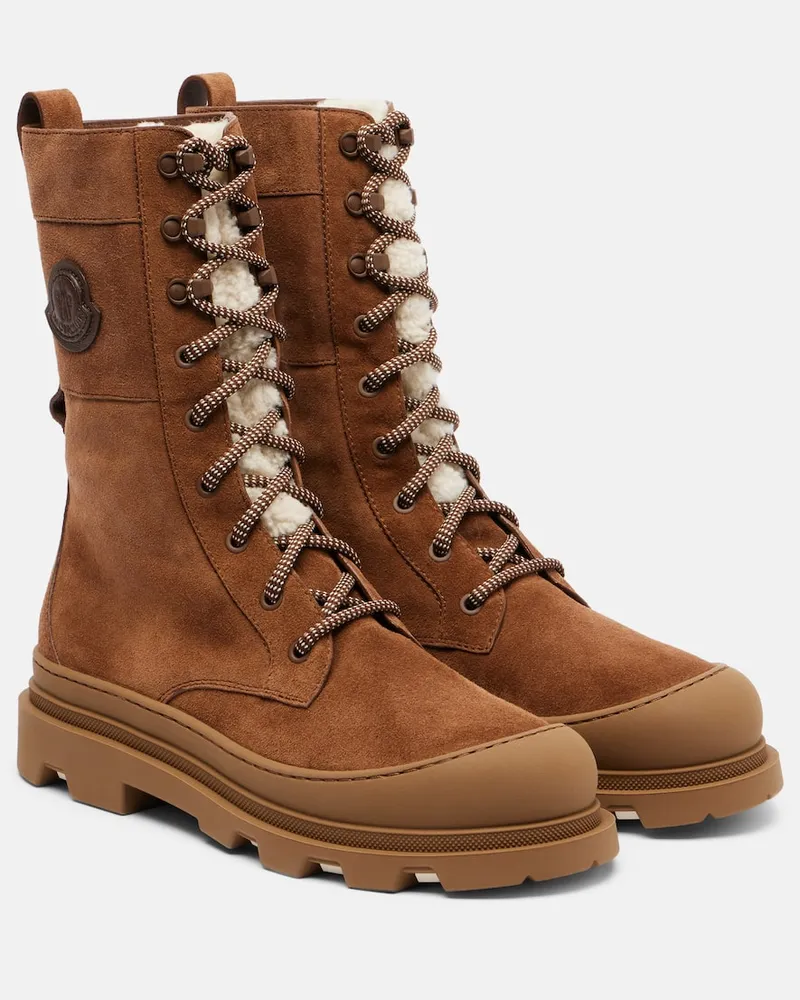 Moncler Schnürstiefel Vera aus Veloursleder Braun