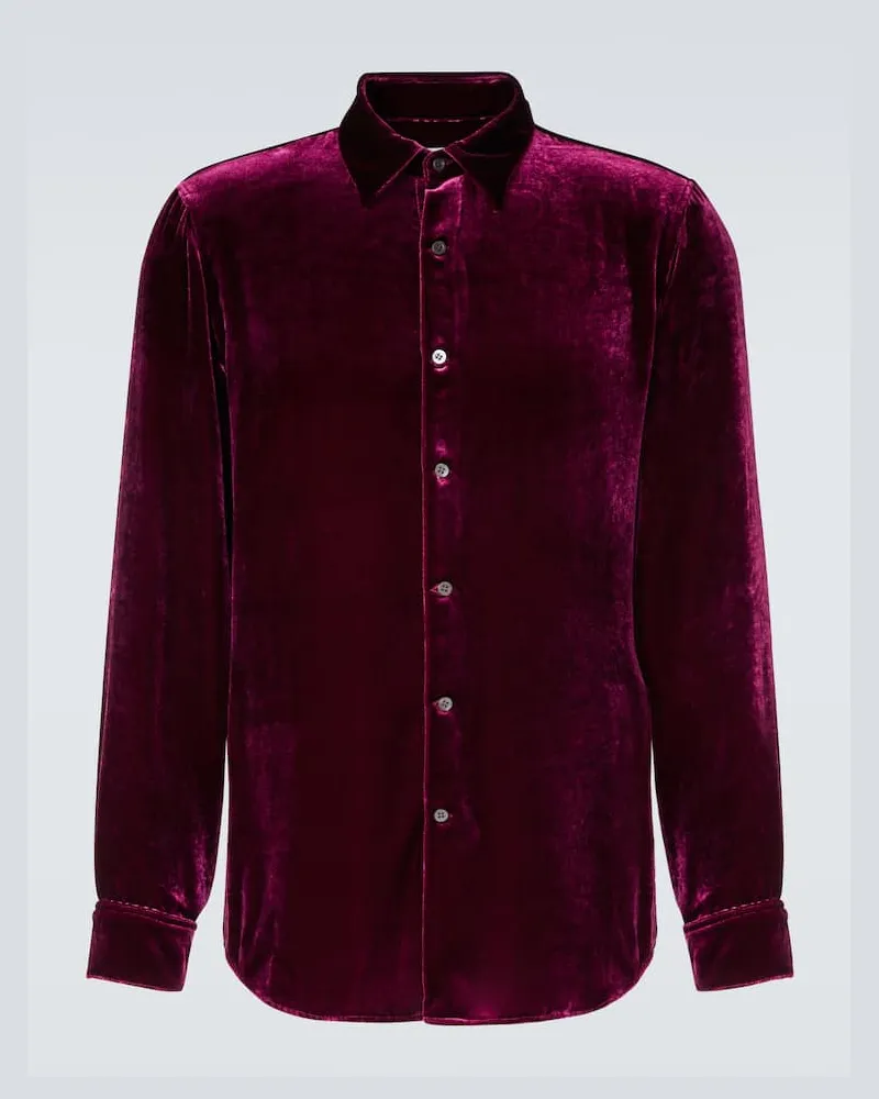 Dries van Noten Hemd aus Samt Violett