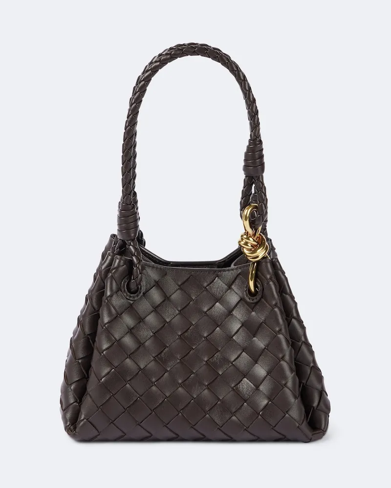Bottega Veneta Schultertasche Parachute Small aus Intrecciato-Leder Braun
