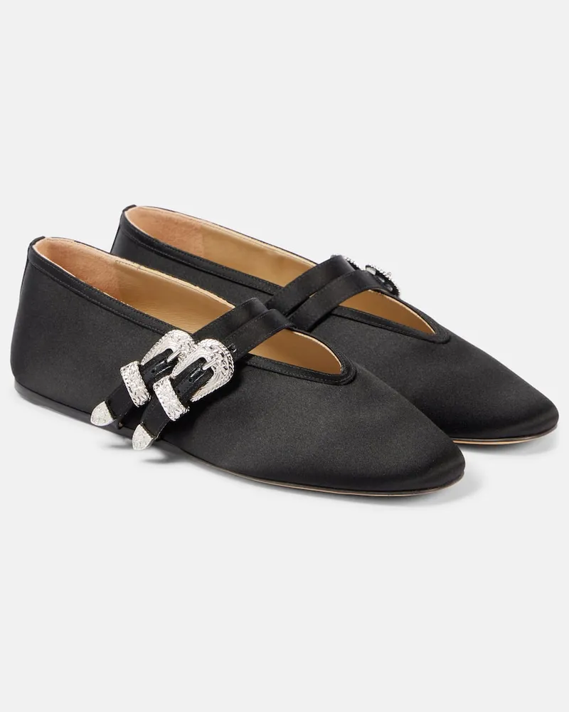 Le Monde Béryl Le Monde Béryl Mary-Jane-Ballerinas Claudia aus Satin Schwarz