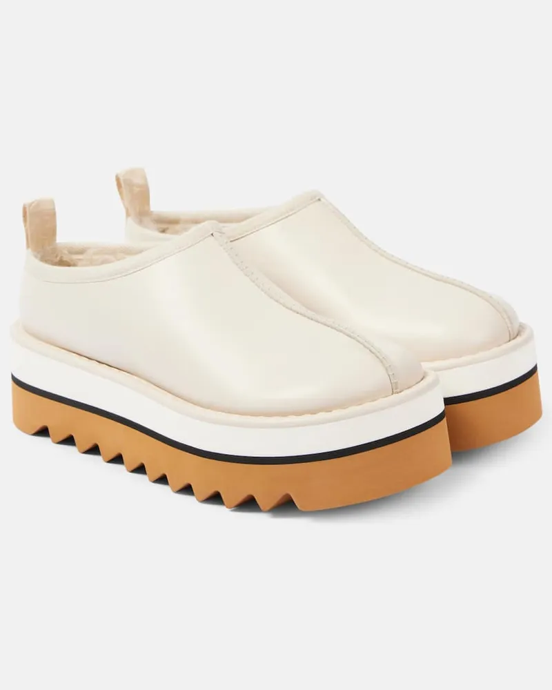Stella McCartney Slip-Ons Sneak-Elyse aus Lederimitat mit Faux Fur Beige