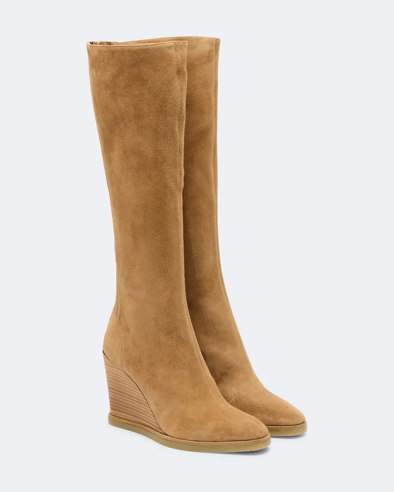 Aquazzura Stiefel Saint Honoré aus Veloursleder Braun
