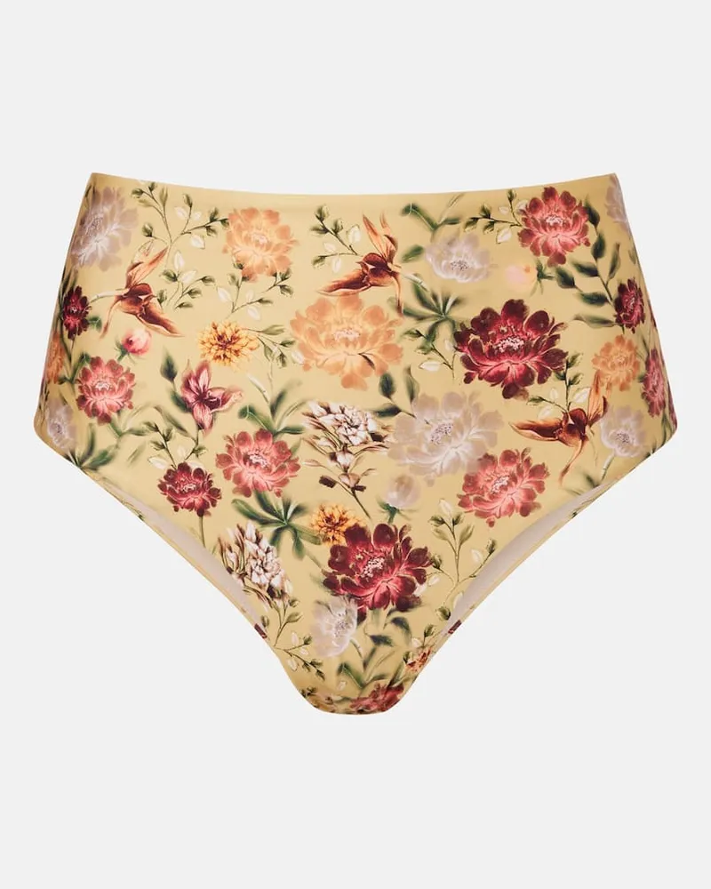 AGUA BENDITA Bedrucktes Bikini-Höschen Magenta Gelb