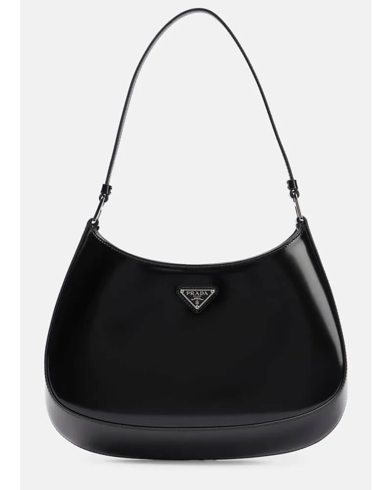 Prada Schultertasche Cleo Small aus Leder Schwarz