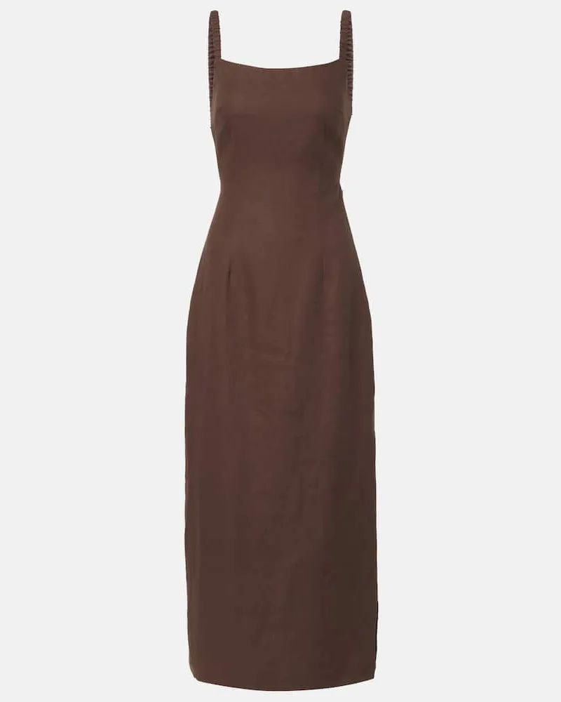 SIR Midikleid aus Leinen Braun