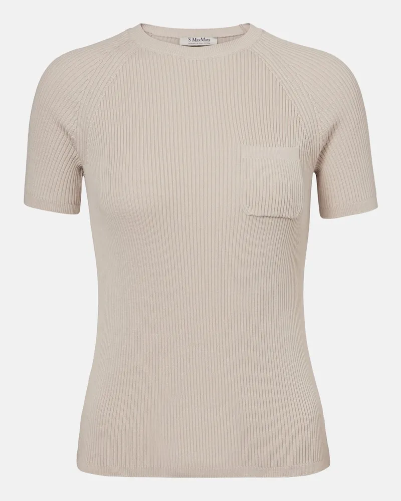 Max Mara Top Berlino aus Rippstrick Beige