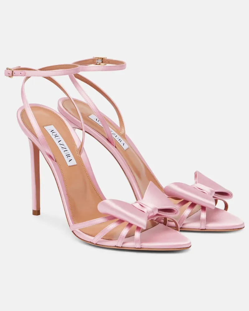 Aquazzura Sandalen Black Tie 105 aus Satin Rosa