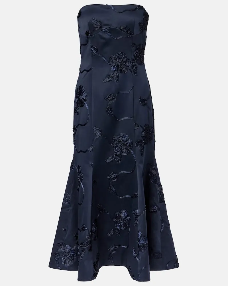 ROTATE Birger Christensen Besticktes Off-Shoulder-Midikleid Blau