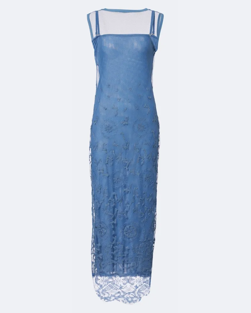 SIR Besticktes Maxikleid Leif Blau