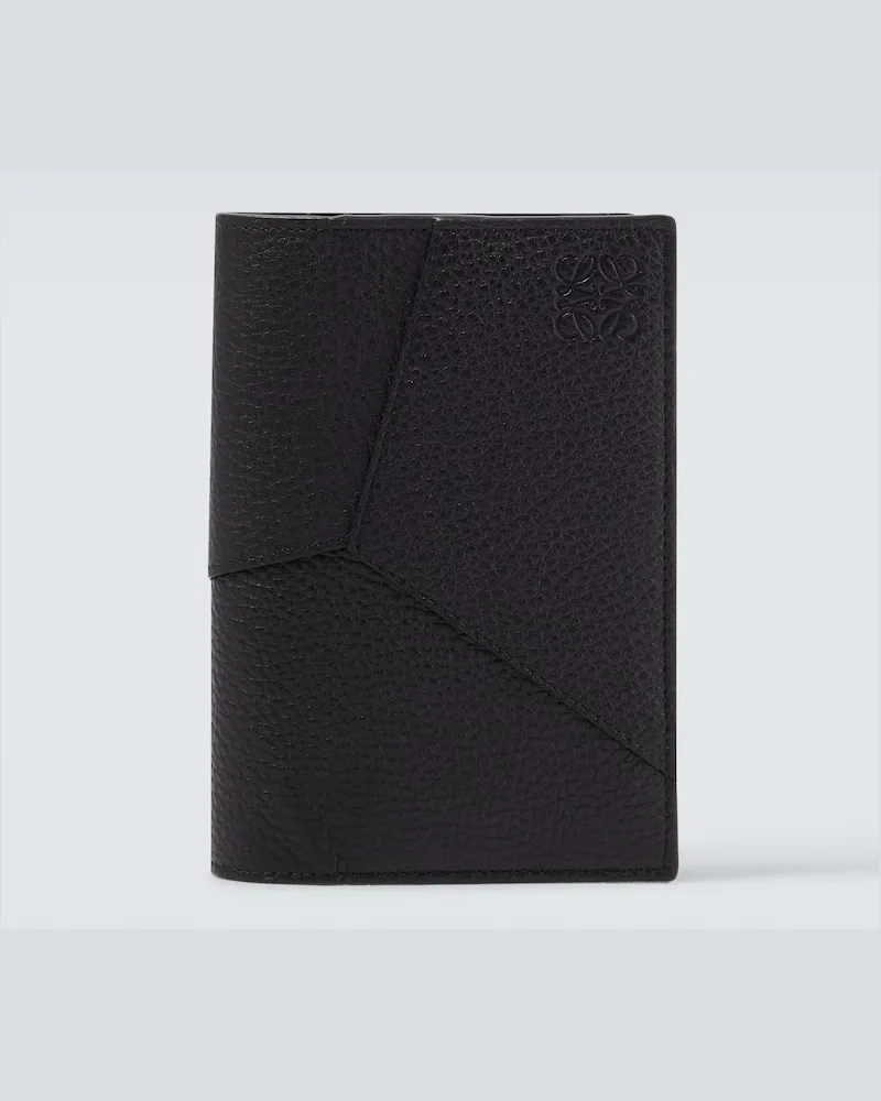 Loewe Reisepass-Etui Puzzle aus Leder Schwarz