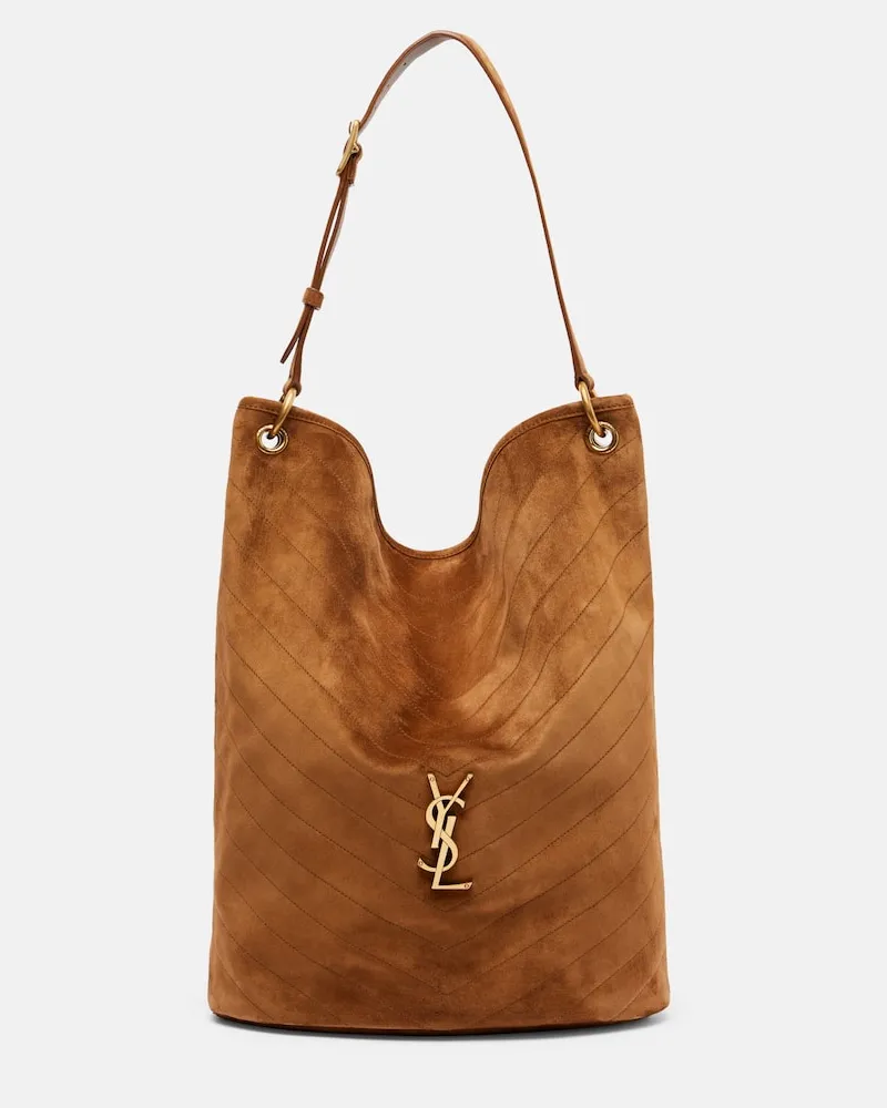Saint Laurent Bucket Bag Niki Cassandre aus Veloursleder Braun