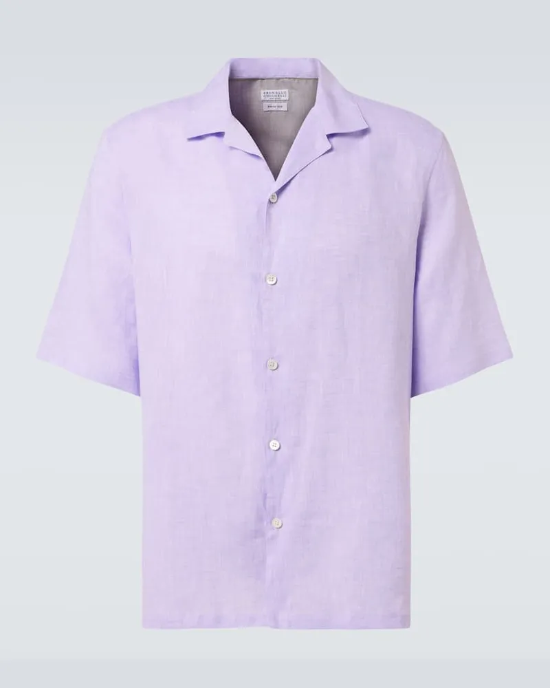 Brunello Cucinelli Hemd aus Leinen Lila