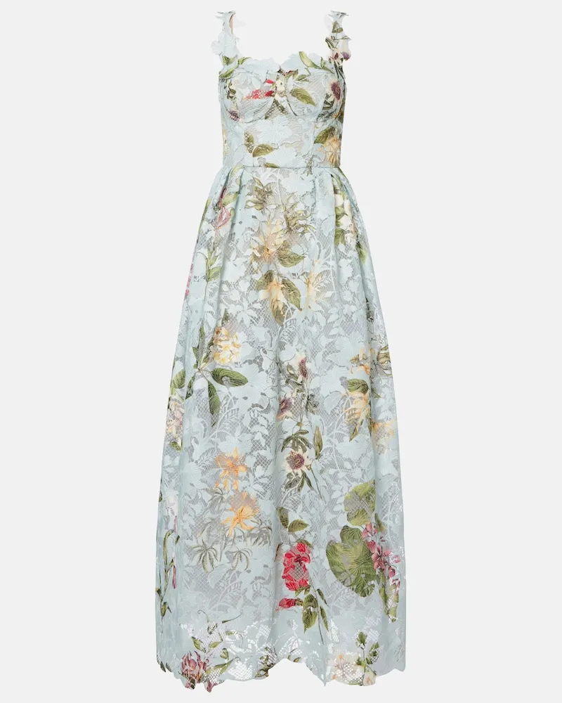 Oscar de la Renta Cocktailkleid aus Spitze Blau