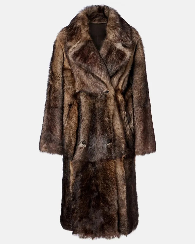 Yves Salomon Mantel aus Shearling Braun