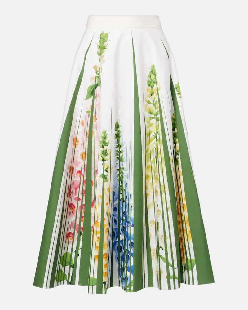Oscar de la Renta Midirock aus Popeline Multicolor