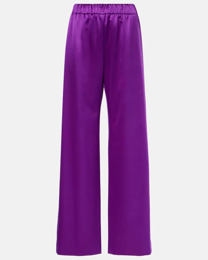 Valentino Garavani Weite Hose aus Seidensatin Lila