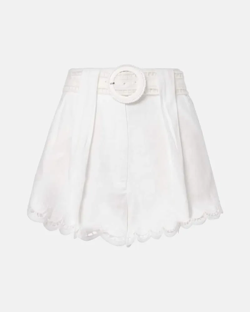 FARM Rio High-Rise Shorts aus Leinen Weiß