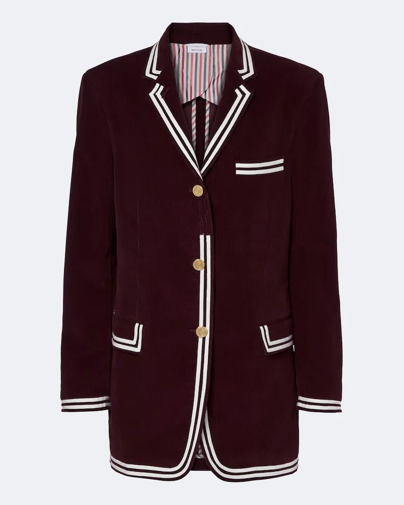 Thom Browne Blazer aus Baumwoll-Cord Burgunderrot