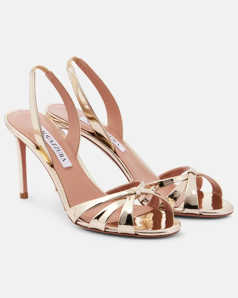 Aquazzura Sandalen Tati 85 aus Metallic-Leder Gold