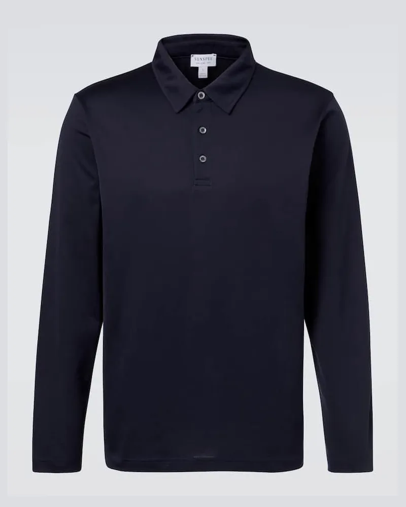 Sunspel Polohemd aus Baumwoll-Jersey Blau