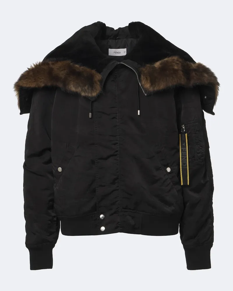 Fendi Blouson mit Shearling Schwarz