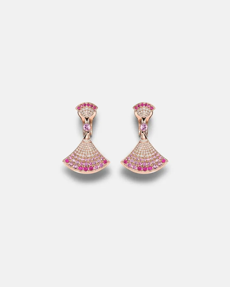 Bulgari Ohrringe Divas' Dream aus 18kt RosÃ©gold mit Diamanten, Rubinen und Saphiren Pink