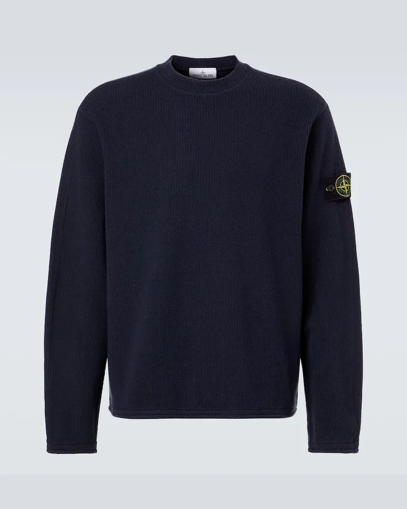 Stone Island Sweatshirt Compass aus einem Wollgemisch Blau
