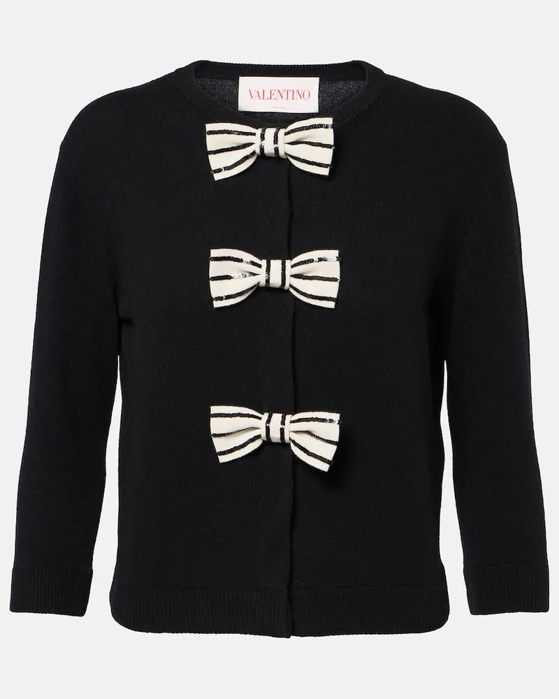 Valentino Garavani Cardigan aus Schurwolle mit Pailletten Schwarz