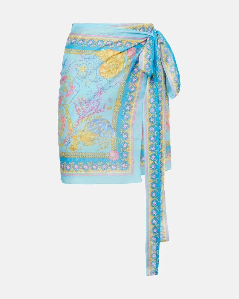 Versace Pareo aus Seide und Baumwolle Türkis