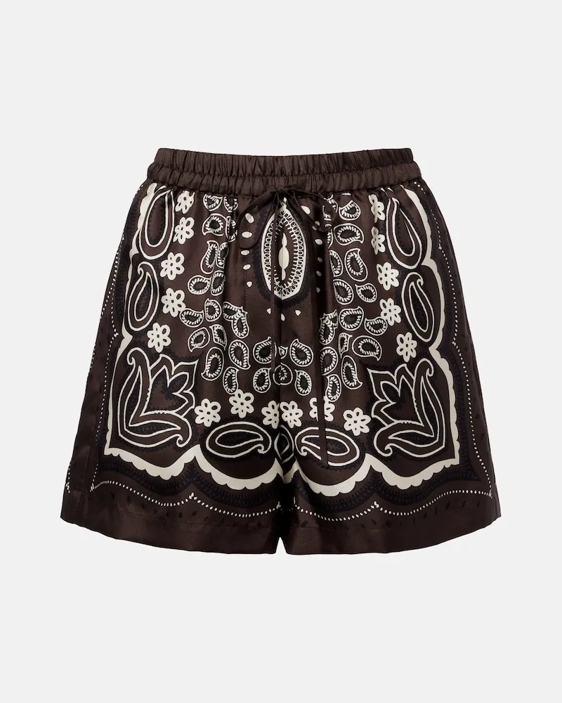 Nili Lotan Shorts Frances aus Seiden-Twill Braun